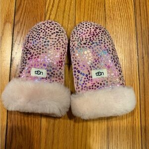 UGG Cream and Pink Fur Slippers
